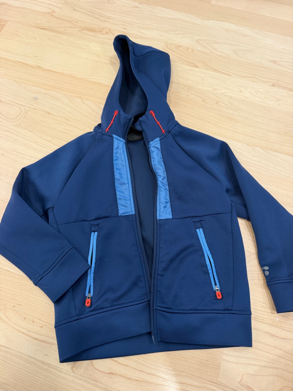 Russell Athletic Kids Navy Hoodie with Light Blue Trim